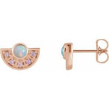 14K Rose Ethiopian Opal & Pink Sapphire Fan Earrings - Siddiqui Jewelers