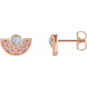 14K Rose Ethiopian Opal & Pink Sapphire Fan Earrings - Siddiqui Jewelers