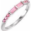 14K White Pink Multi-Gemstone Stackable Ring - Siddiqui Jewelers