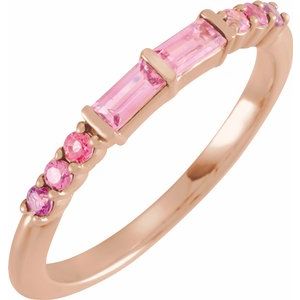 14K Rose Pink Multi-Gemstone Stackable Ring - Siddiqui Jewelers