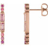 14K Rose Pink Multi-Gemstone Bar Earrings - Siddiqui Jewelers