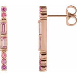 14K Rose Pink Multi-Gemstone Bar Earrings - Siddiqui Jewelers