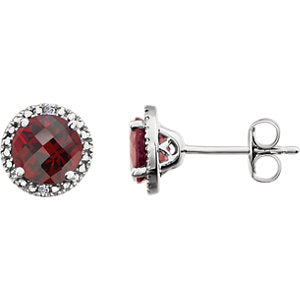 Sterling Silver Mozambique Garnet & .01 CTW Diamond Earrings - Siddiqui Jewelers