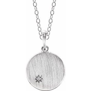 14K White .005 CT Diamond Engravable Necklace - Siddiqui Jewelers