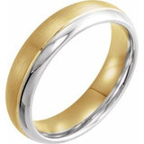 18K Yellow & Platinum 6 mm Grooved Band with Brushed & Polished Finish Size 8 - Siddiqui Jewelers