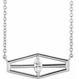 14K White 1/6 CT Diamond Geometric 16" Necklace - Siddiqui Jewelers