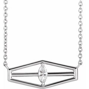 14K White 1/6 CT Diamond Geometric 18" Necklace - Siddiqui Jewelers