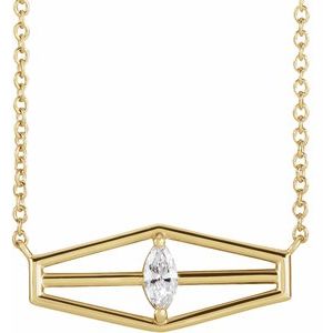 14K Yellow 1/6 CT Diamond Geometric 18" Necklace - Siddiqui Jewelers