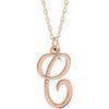 14K Rose Script Initial C 16-18" Necklace - Siddiqui Jewelers