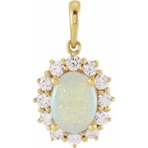 14K Yellow Ethiopian Opal & 1/3 CTW Diamond Pendant - Siddiqui Jewelers