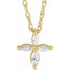 14K Yellow 1/6 CTW Diamond Marquise Cross 18" Necklace - Siddiqui Jewelers