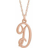 14K Rose Gold-Plated Sterling Silver Script Initial D 16-18" Necklace - Siddiqui Jewelers