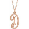 14K Rose Script Initial D 16-18" Necklace - Siddiqui Jewelers