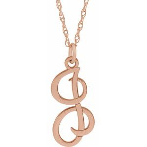 14K Rose Gold-Plated Sterling Silver Script Initial I 16-18" Necklace - Siddiqui Jewelers