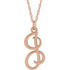 14K Rose Script Initial I 16-18" Necklace - Siddiqui Jewelers