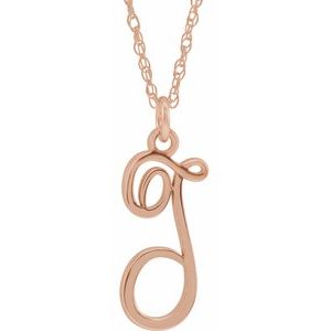 14K Rose Gold-Plated Sterling Silver Script Initial T 16-18" Necklace - Siddiqui Jewelers