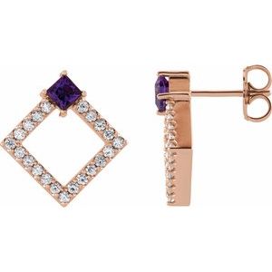 14K Rose Amethyst & 1/3 CTW Diamond Earrings - Siddiqui Jewelers