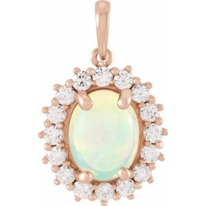 14K Rose Ethiopian Opal & 1/2 CTW Diamond Pendant - Siddiqui Jewelers