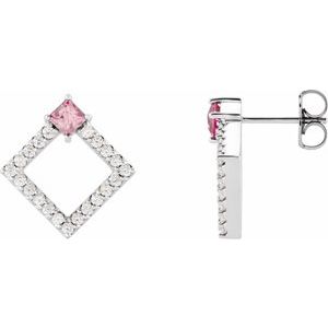 14K White Pink Tourmaline & 1/3 CTW Diamond Earrings - Siddiqui Jewelers