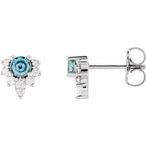 14K White Aquamarine & 1/6 CTW Diamond Earrings - Siddiqui Jewelers