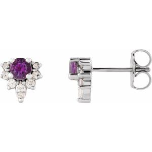 14K White Amethyst & 1/6 CTW Diamond Earrings - Siddiqui Jewelers