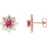 14K Rose Pink Tourmaline & 3/4 CTW Diamond Earrings - Siddiqui Jewelers