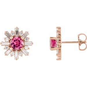 14K Rose Pink Tourmaline & 3/4 CTW Diamond Earrings - Siddiqui Jewelers