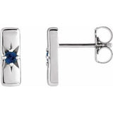 Platinum Natural Blue Sapphire Starburst Bar Earrings Siddiqui Jewelers