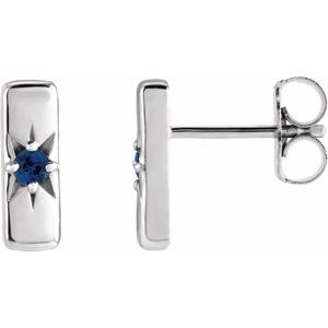 Platinum Natural Blue Sapphire Starburst Bar Earrings Siddiqui Jewelers