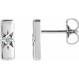 14K White .07 CTW Lab-Grown Diamond Starburst Bar Earrings Siddiqui Jewelers