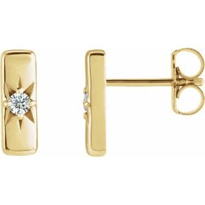 14K Yellow .07 CTW Lab-Grown Diamond Starburst Bar Earrings Siddiqui Jewelers