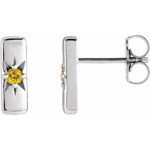 Sterling Silver Natural Yellow Sapphire Starburst Bar Earrings Siddiqui Jewelers