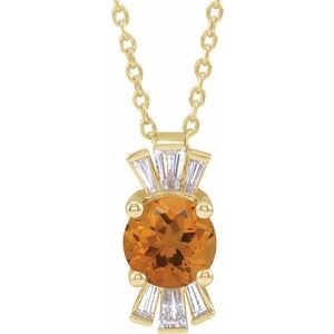 14K Yellow Citrine & 1/6 CTW Diamond 16-18" Necklace - Siddiqui Jewelers