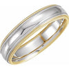 14K Yellow & White 5.5 mm Half Round Band with Double Milgrain Size 8.5 - Siddiqui Jewelers