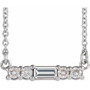 Sterling Silver Multi-Shape Cubic Zirconia Bar 16" Necklace - Siddiqui Jewelers