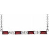 14K White Garnet & 1/5 CTW Diamond Bar 16-18" Necklace - Siddiqui Jewelers
