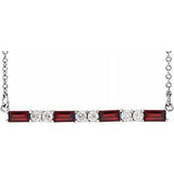 14K White Garnet & 1/5 CTW Diamond Bar 16-18" Necklace - Siddiqui Jewelers