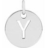 Sterling Silver Initial Y 10 mm Disc Pendant-Siddiqui Jewelers