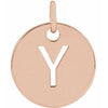 18K Rose Gold-Plated Sterling Silver Initial Y 10 mm Disc Pendant-Siddiqui Jewelers