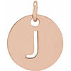 18K Rose Gold-Plated Sterling Silver Initial J 10 mm Disc Pendant-Siddiqui Jewelers