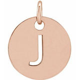 18K Rose Gold-Plated Sterling Silver Initial J 10 mm Disc Pendant-Siddiqui Jewelers