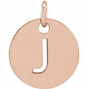 18K Rose Gold-Plated Sterling Silver Initial J 10 mm Disc Pendant-Siddiqui Jewelers