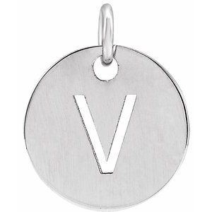 14K White Initial V Pendant Siddiqui Jewelers