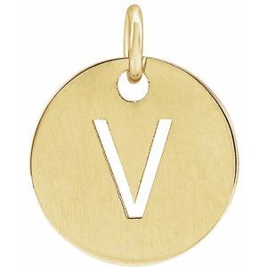 18K Yellow Gold-Plated Sterling Silver Initial V Pendant Siddiqui Jewelers