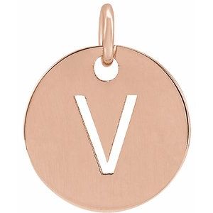 14K Rose Initial V Pendant Siddiqui Jewelers