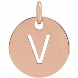 18K Rose Gold-Plated Sterling Silver Initial V Pendant Siddiqui Jewelers