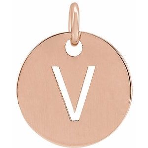 18K Rose Gold-Plated Sterling Silver Initial V Pendant Siddiqui Jewelers