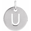 Sterling Silver Initial U 10 mm Disc Pendant-Siddiqui Jewelers