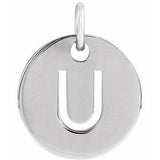 14K White Initial U Pendant Siddiqui Jewelers