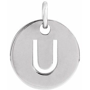 14K White Initial U Pendant Siddiqui Jewelers